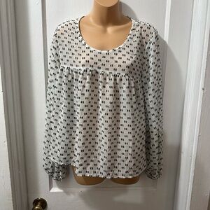 Merona White and Black Sheer Long Sleeve in M